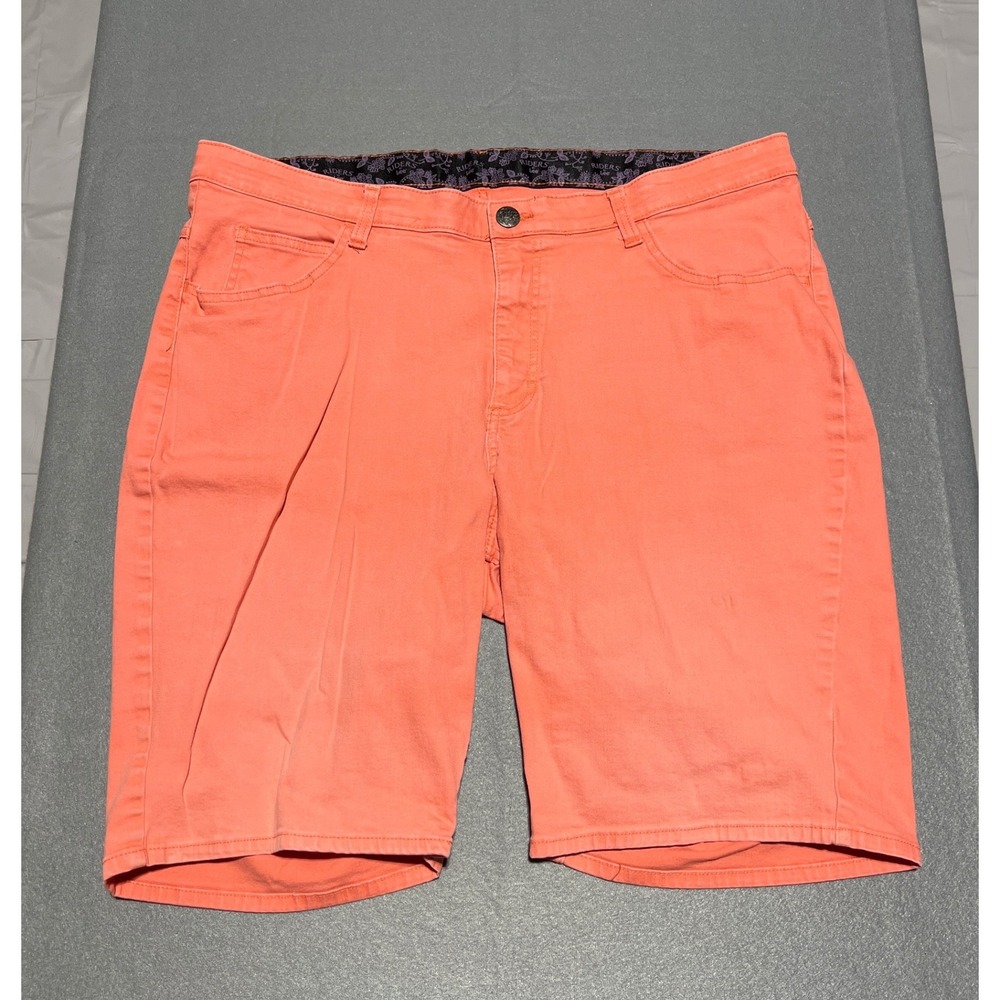 Riders by Lee Womens Coral Orange Denim Shorts Mid Rise Size 16 Stretch 5-Pocket
